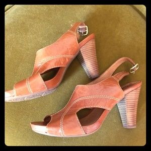 Clarks Artisan Cognac Heeled Sandals